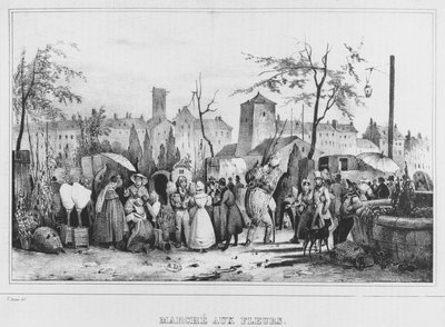 The Flower Market in Paris, 1834 by Victor Adam